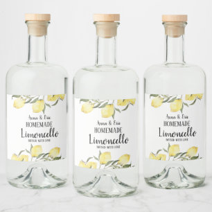 Homemade Limoncello Elegant Modern Wedding Liquor Bottle Label