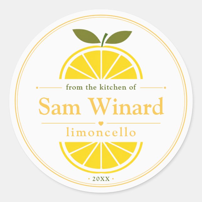 Homemade Limoncello Kitchen Label (Front)