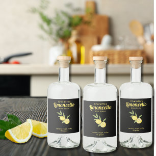 Homemade  Limoncello Lemon Liqueur    Liquor Bottle Label