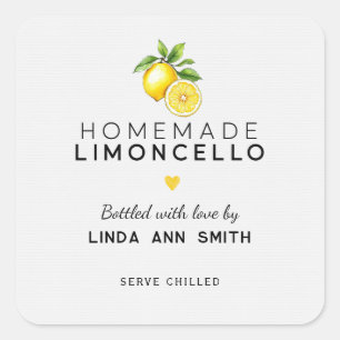 Homemade Limoncello Personalised Bottled Square Sticker