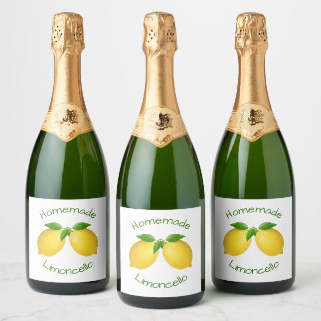 Homemade Limoncello Sparkling Wine Label (Bottles)
