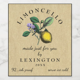 Homemade Limoncello Vintage Lemon Label