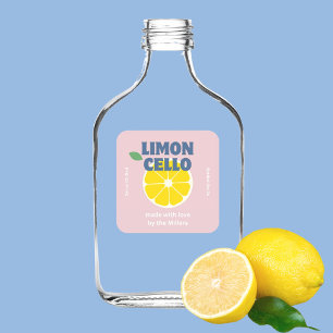 Homemade Love Modern Pink Kraft Limoncello Liquor  Square Sticker