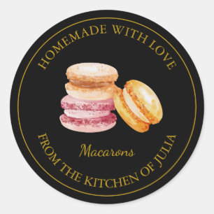 Homemade Macaron Label Black