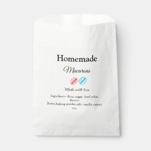 Homemade macarons add ingredients made with love b favour bags