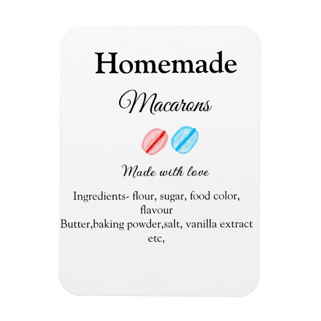 Homemade macarons add ingredients made with love b magnet (Vertical)
