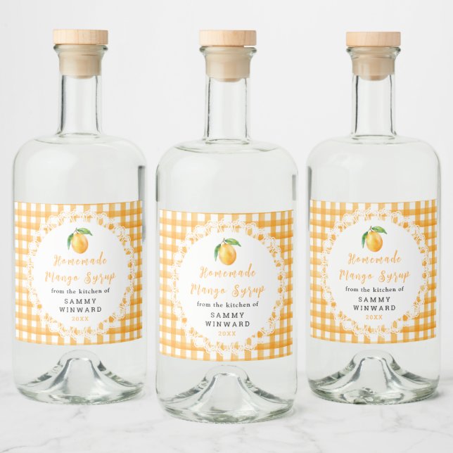 Homemade Mango Syrup Bottle Label (Bottles)