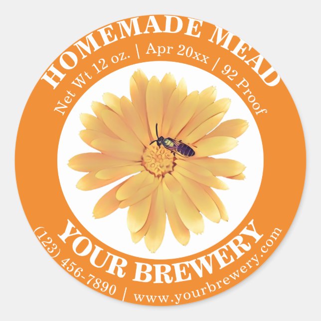 Homemade Mead Bottle Label Sticker (Front)