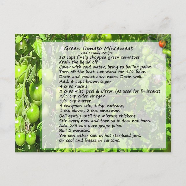 Homemade Mincemeat Recipe Postcard (Front)