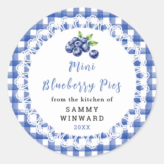 Homemade Mini Blueberry Pie Label (Front)