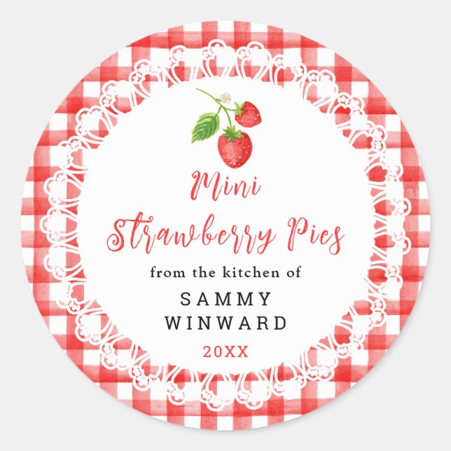 Homemade Mini Strawberry Pies Label (Front)