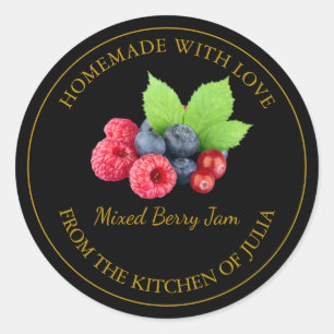 Homemade Mixed Berry Jam Label   Black