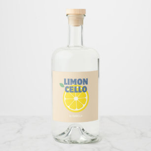 Homemade Modern Light Beige Limoncello Liquor Bottle Label