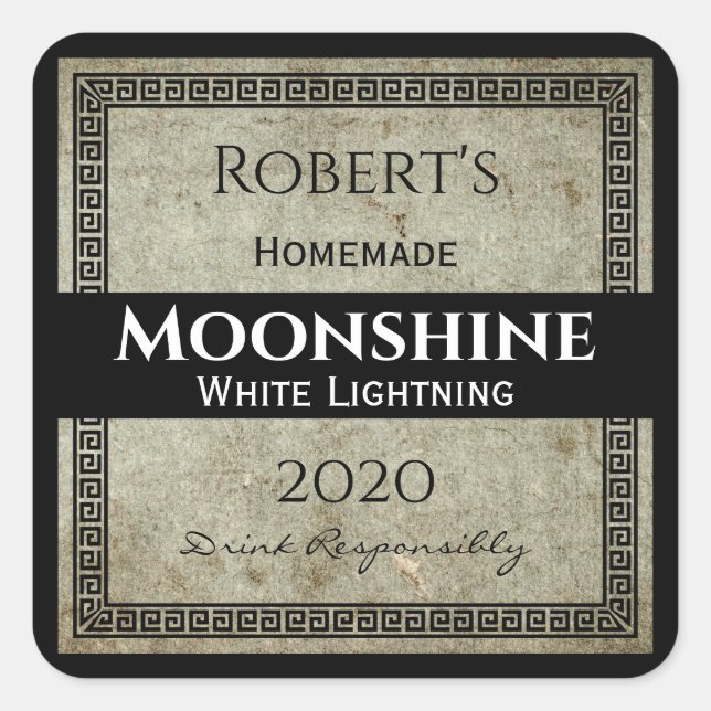Homemade Moonshine Personalised Square Sticker (Front)