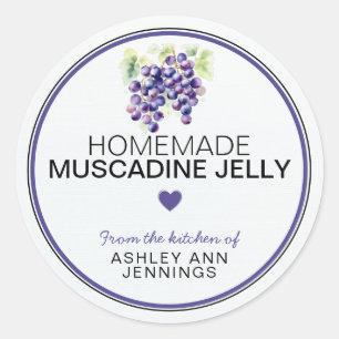 Homemade Muscadine Jelly Label Canning Stickers