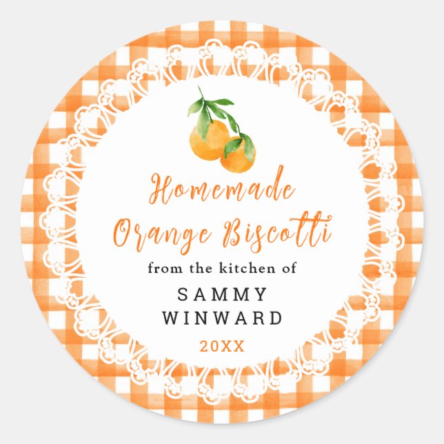 Homemade Orange Biscotti Label (Front)