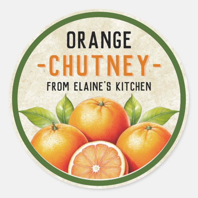 Homemade orange chutney sticker - vintage style (Front)