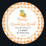 Homemade Orange Cranberry Bread Label<br><div class="desc">Add a sweet,  homemade touch to your orange cranberry bread with this “From the Kitchen Of” label. Featuring an orange gingham border and watercolor oranges,  it’s perfect for neighbor gifts,  teacher gifts,  or holiday and winter baked treats. Text can be personalized to include your name or family recipe.</div>