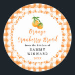 Homemade Orange Cranberry Bread Label<br><div class="desc">Add a sweet,  homemade touch to your orange cranberry bread with this “From the Kitchen Of” label. Featuring an orange gingham border and watercolor oranges,  it’s perfect for neighbor gifts,  teacher gifts,  or holiday and winter baked treats. Text can be personalized to include your name or family recipe.</div>