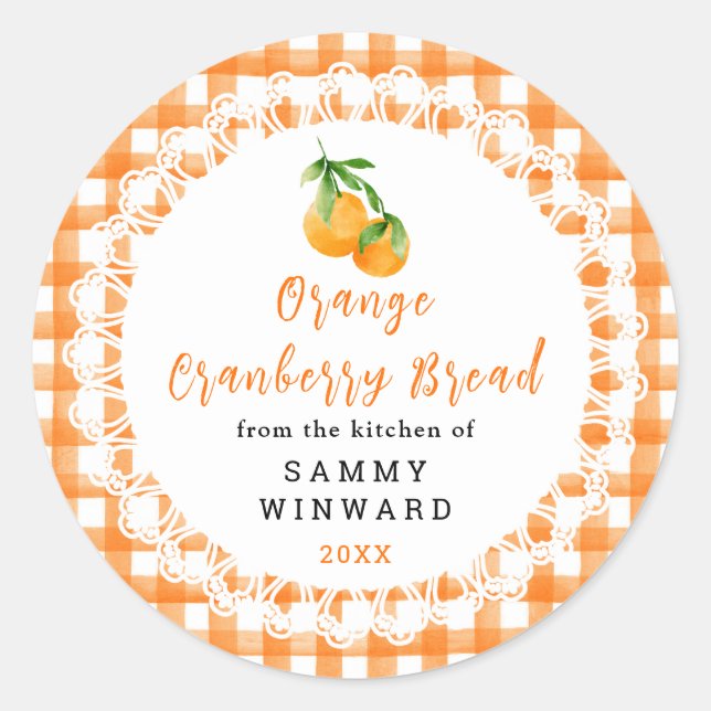Homemade Orange Cranberry Bread Label (Front)
