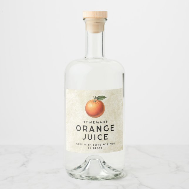 Homemade orange juice  liquor bottle label (Front)