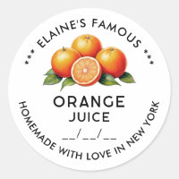 Homemade orange juice preserves sticker with date