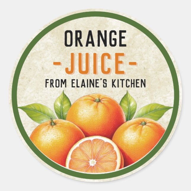 Homemade orange juice sticker - vintage style (Front)