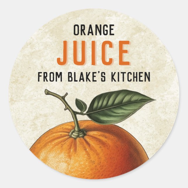 Homemade Orange Juice vintage style Labels (Front)