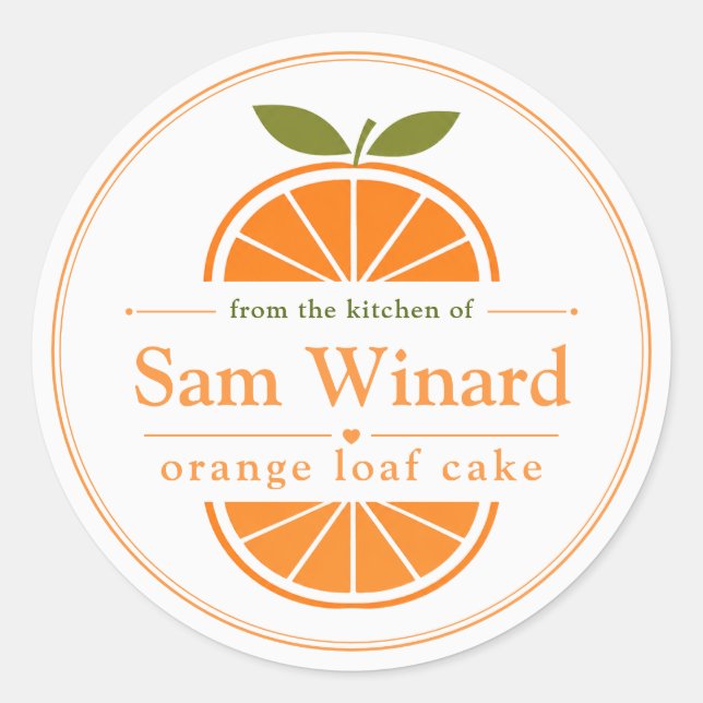 Homemade Orange Loaf Cake Kitchen Label (Front)