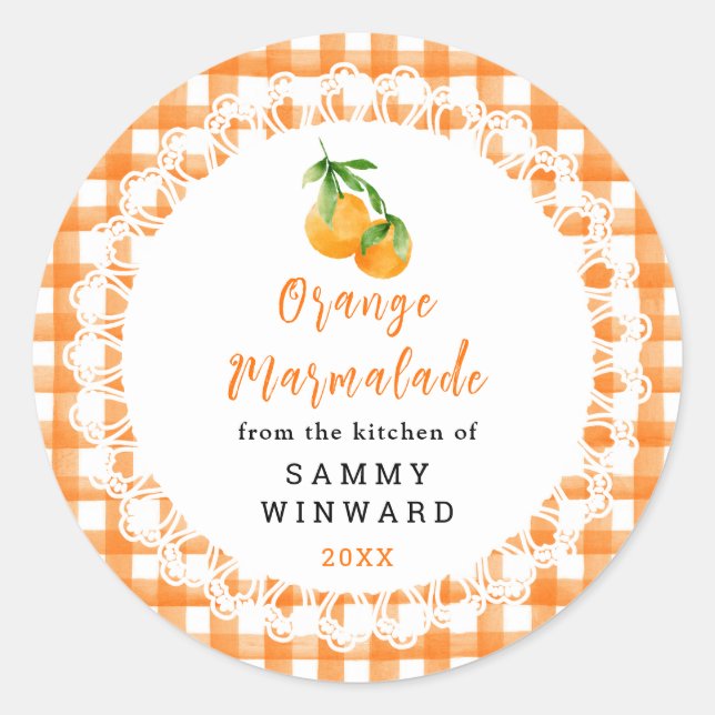 Homemade Orange Marmalade Label (Front)