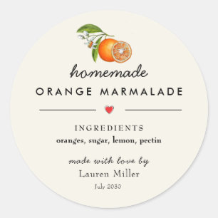 Homemade Orange marmalade Modern Jar Classic Round Sticker