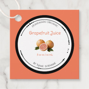 Homemade Organic Grapefruit Juice Label Tag