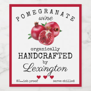 Homemade Organic Pomegranate Wine Label