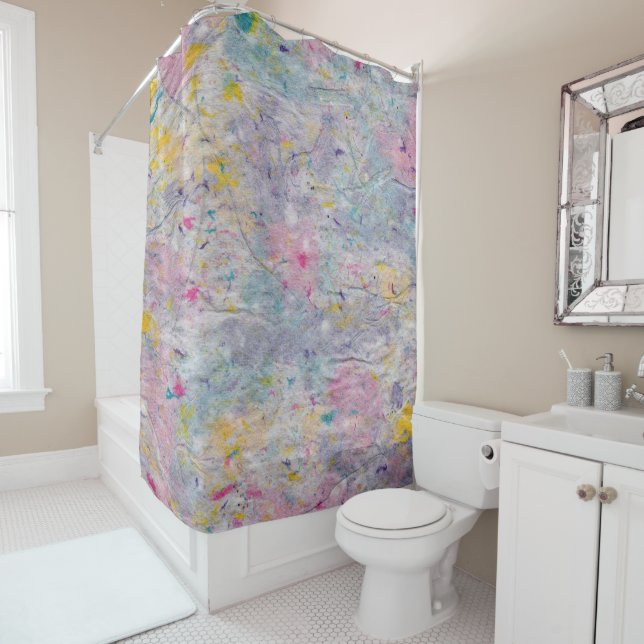 Homemade Paper with Colourful Pulp Accents Image Shower Curtain (In Situ)