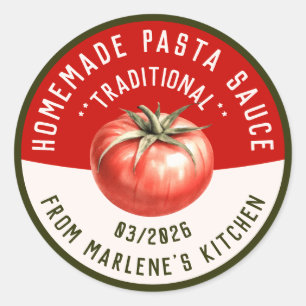 Homemade pasta sauce with two colours classic round sticker
