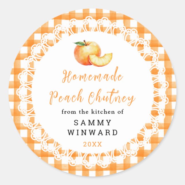 Homemade Peach Chutney Jar Label (Front)