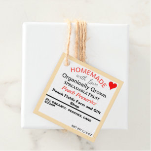 Homemade Peach Preserves QR Code Favour Tags
