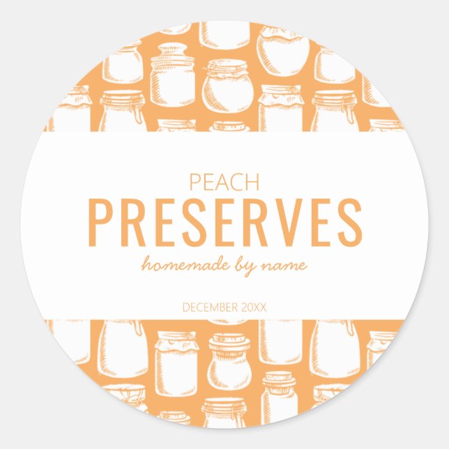 Homemade Peach Preserves  Round Sticker (Front)