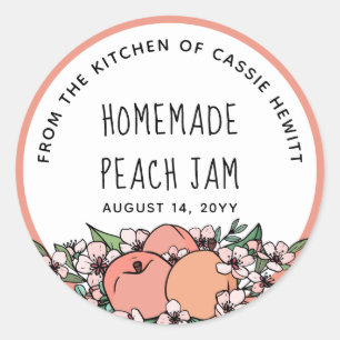 Homemade Peach Product Peaches & Blossom Classic Round Sticker