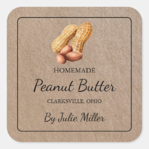 Homemade Peanut Butter Square Kraft Paper Label