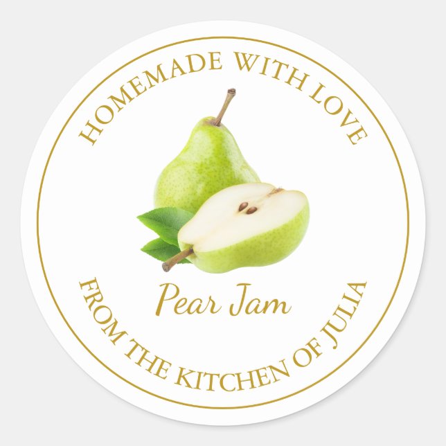 Homemade Pear Jam Label | White (Front)