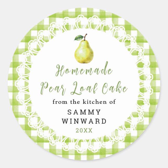 Homemade Pear Loaf Cake Label (Front)