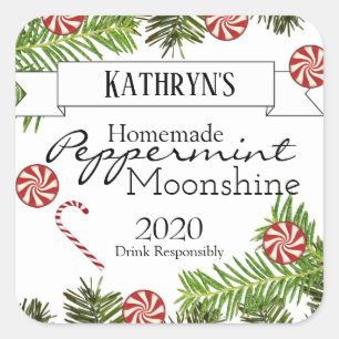 Homemade Peppermint Moonshine Personalised Square Sticker