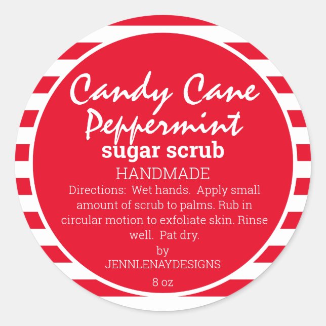 Homemade Peppermint Sugar Scrub Custom Labels (Front)