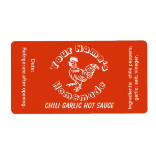 Homemade Personalised Hot Sauce Labels Rooster