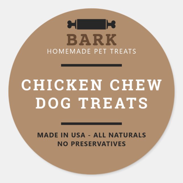 Homemade pet dog treats product labels stickers (Front)
