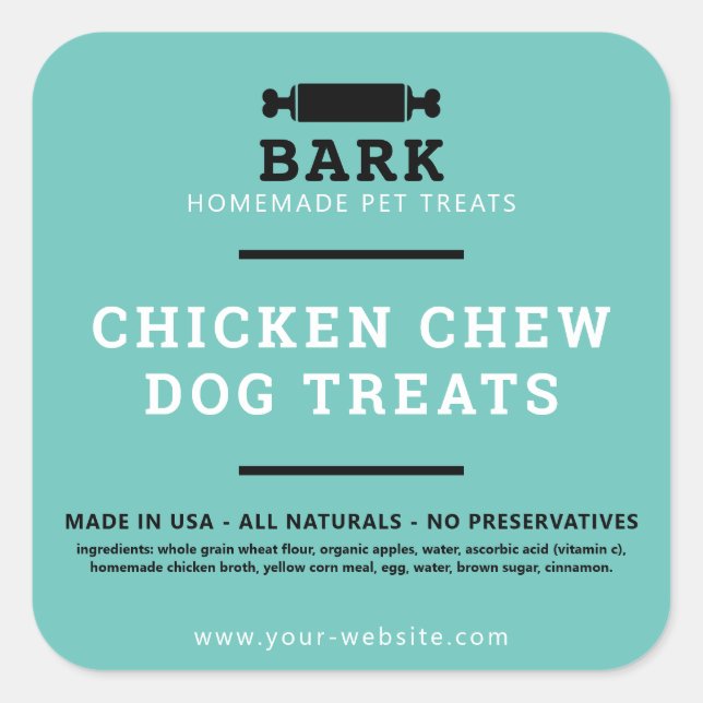 Homemade pet dog treats product labels stickers (Front)
