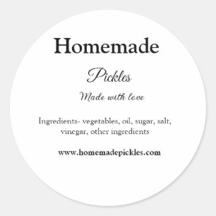 Homemade pickles made with love add text website classic round sticker
