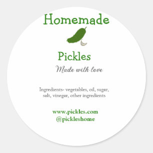 Homemade pickles made with love add text website classic round sticker
