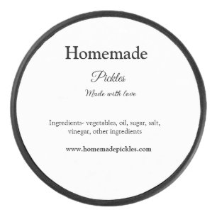 Homemade pickles made with love add text website hockey puck